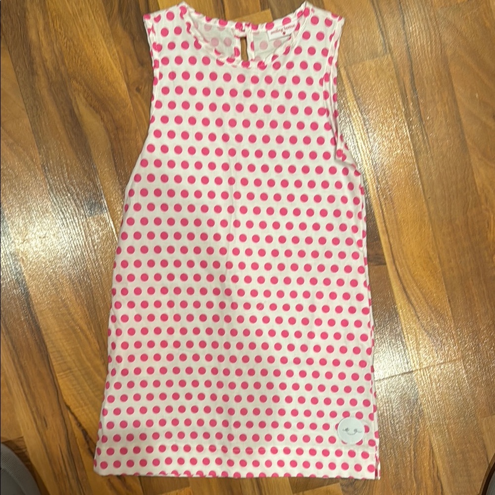 Smiling button girls Pink Polka Dot Sleeveless Dress size 7 100% cotton‎